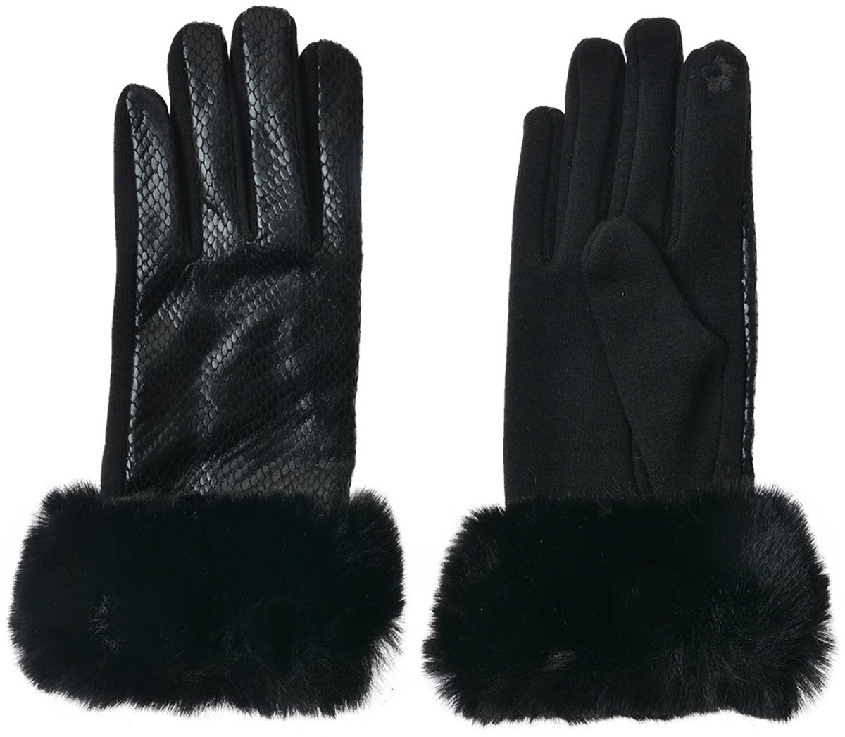 Clayre & Eef Handschoenen Winter 9x23 cm Zwart Polyester