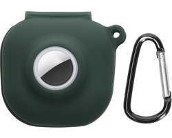 Étui pour écouteurs kwmobile compatible avec Beats Fit Pro - Étui pour écouteurs avec support AirTag - Étui pour écouteurs intra-auriculaires - Silicone vert foncé
