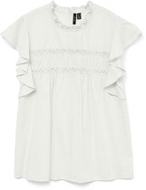 Vero Moda T Shirt Vmtrine Sl Lace Top Wvn Noos 10301205 Blanche White Taille Femme - M
