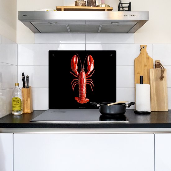 KitchenYeah® Protection plaque induction 58.3x51.3 cm - Homard - Rouge - Noir - Homard - Protege plaque de cuisson - Couvre plaque induction - Protecteur d'induction - Cuisine