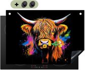 KitchenYeah® Protection plaque induction 75x55 cm - Highlander écossais - Graffiti - Coloré - Protege plaque de cuisson - Couvre plaque induction - Protecteur d'induction - Cuisine