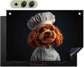 KitchenYeah® Protection plaque induction 77x51 cm - Brun - Cuisinier - Chien - Protege plaque de cuisson - Couvre plaque induction - Protecteur d'induction - Cuisine