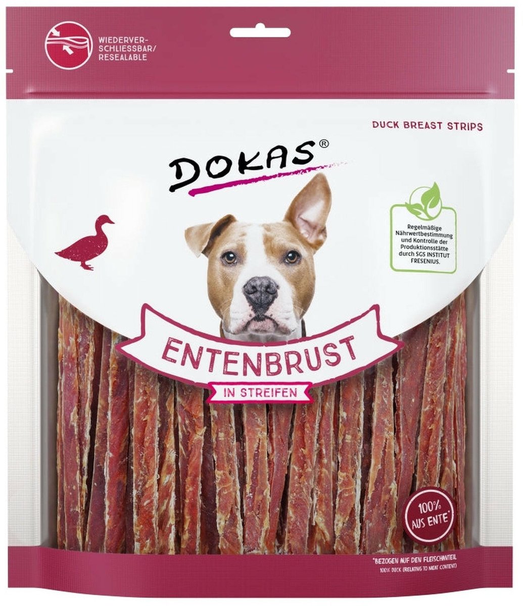 Dokas Snack Eendeborst in reepjes 1x500g - Eend