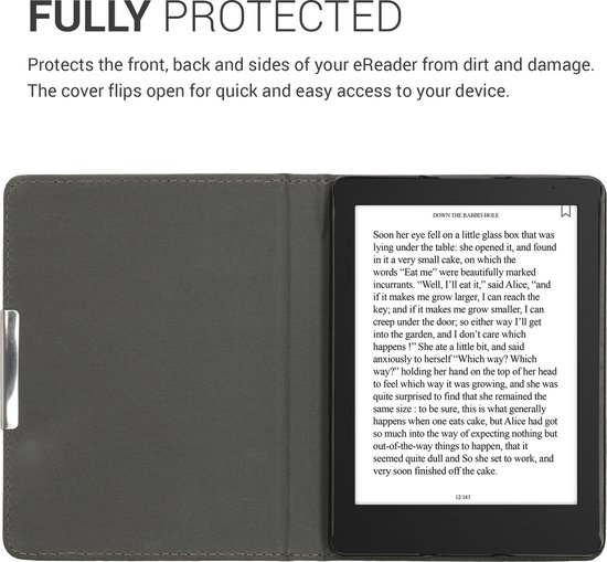 kwmobile hoes geschikt voor Kobo Aura Edition 2 - Canvas beschermhoes in donkerrood / zwart - Voor e-reader van Merkloos — afbeelding 2