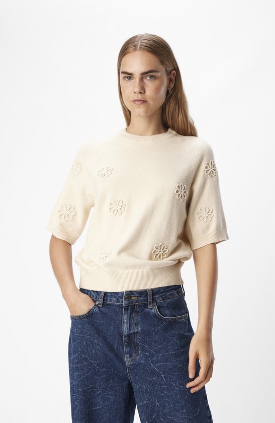 Object Objlaney Rubin Ss Pullover E Div Pulls et Gilets Femme - Pull - Sweat à capuche - Cardigan - Beige - Taille XL