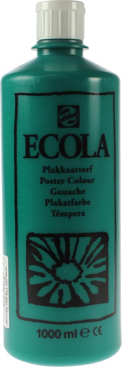 Talens Ecola plakkaatverf flacon van 1000 ml, donkergroen 4 stuks