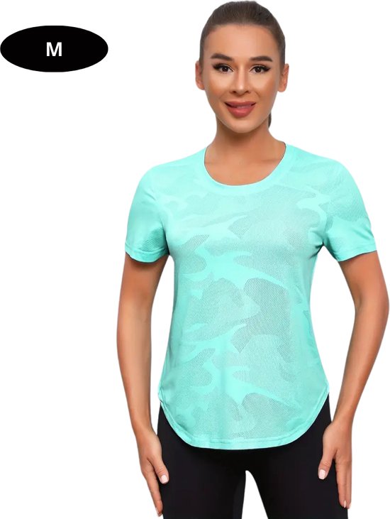 Nivard Sportshirt Dames - Sport - Fitness - Compressie Shirt - Corrigerend Hemd - Sportkleding - Vrouwen - Cyaan - M