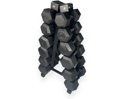 Padisport dumbelltoren met dumbells - dumbellset 30 kg - halter 20 kg - gewichten set halters - fitness gewichten - dumbells 10 kg - hexa dumbells - dummbel rack