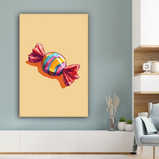 Tableau sur toile 80x120 cm - Décoration murale Jaune - Snoep - Couleur - Décoration murale murale salon - Décoration chambre - Accessoires chambre - Peintures sur toile