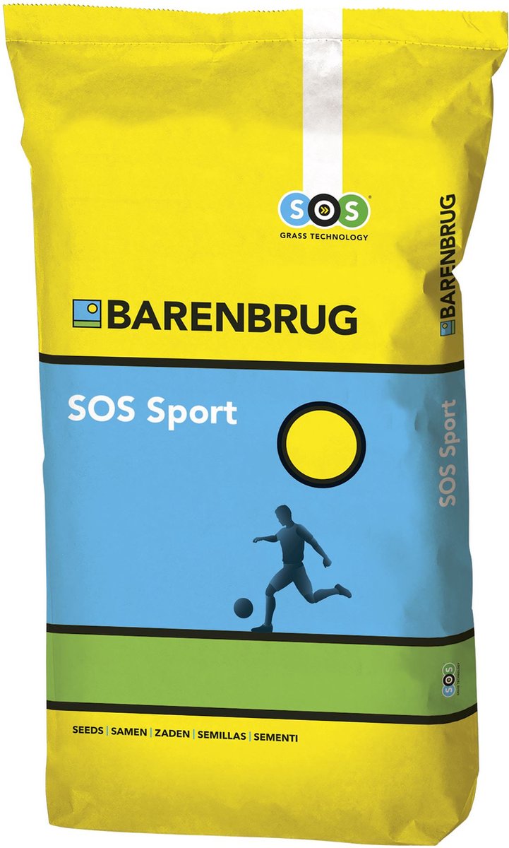 Barenbrug graszaad 15kg tot 500m² - SOS Super Over Seeding - herstel sportgras - Zeer snelle opkomst - Kiemt bij lage temperaturen vanaf 6°C - Hoge betredingstolerantie