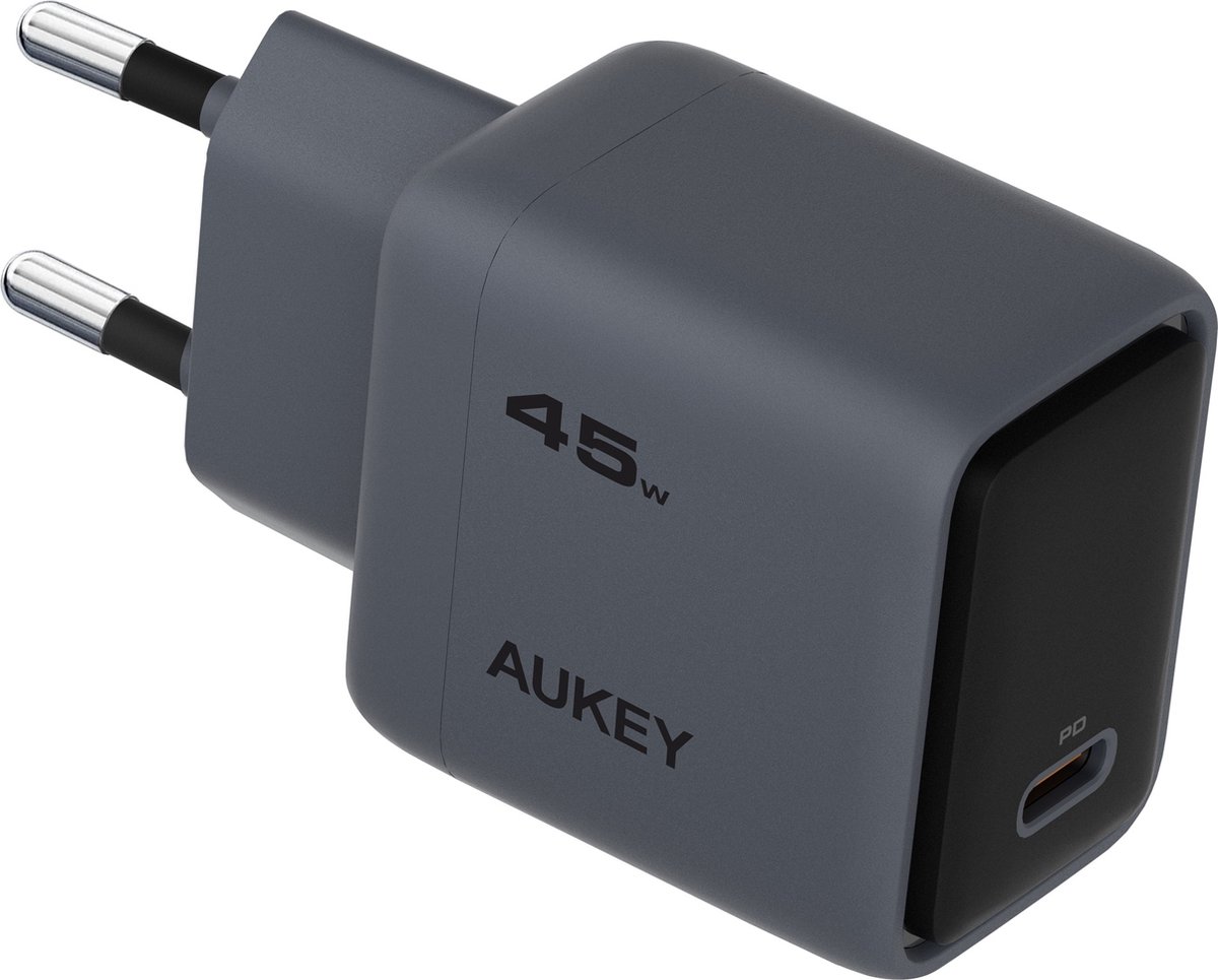 Aukey - Comet 45W GaN PD 1-poorts Wandoplader Grijs