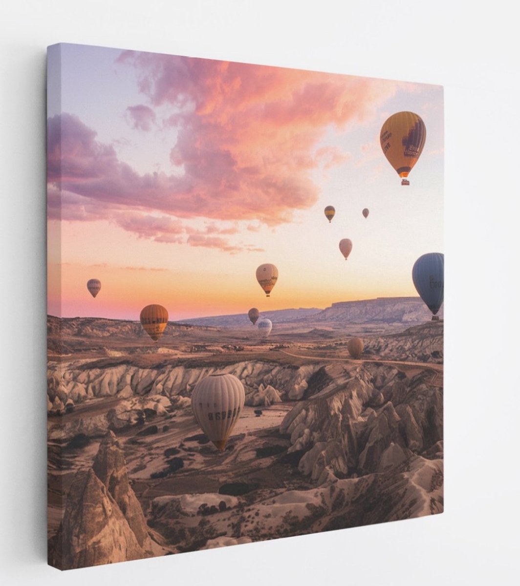 Saammp Canvas Schilderij - Cappadocia - Natuur - Landen - 40x40 - Foto op canvas - Wanddecoratie - Muurdecoratie Woonkamer - Slaapkamer decoratie - Canvas Print Multicolor