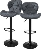 Bol.com Barkruk set van 2 antraciet kunstlederen bekleding met rugleuning en voetensteun in hoogte verstelbaar 59-79cm ML-Design aanbieding