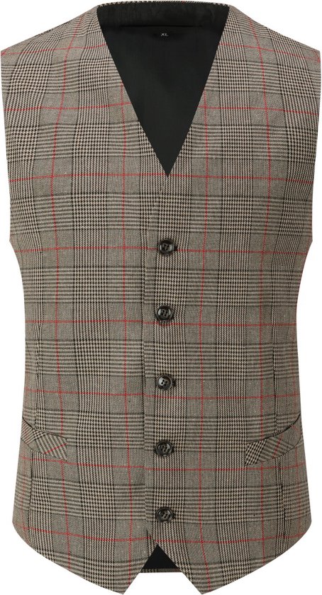 Wilvorst Herren Weste Plastron Set für Hochzeitsanzug braun fischgrät muster 417206 22