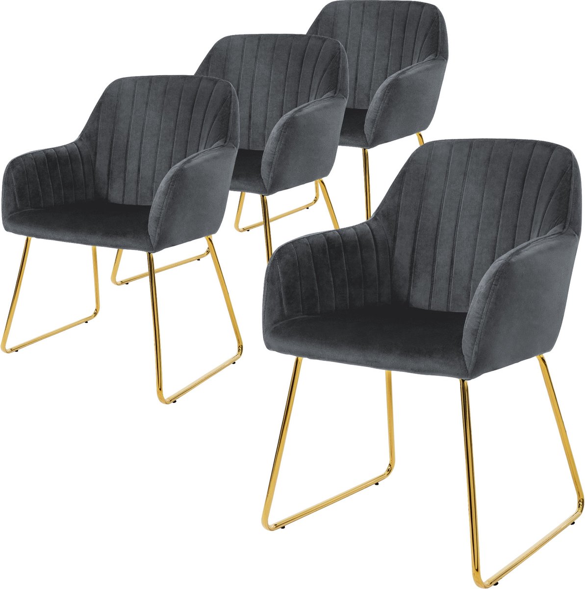 ml-design eetkamerstoelen set van 4 fluwelen zitting grijs woonkamerstoel met rugleuning en armleuningen keukenstoel met gouden poten gestoffeerde met metalen frame ergonomische armstoel voor eettafel