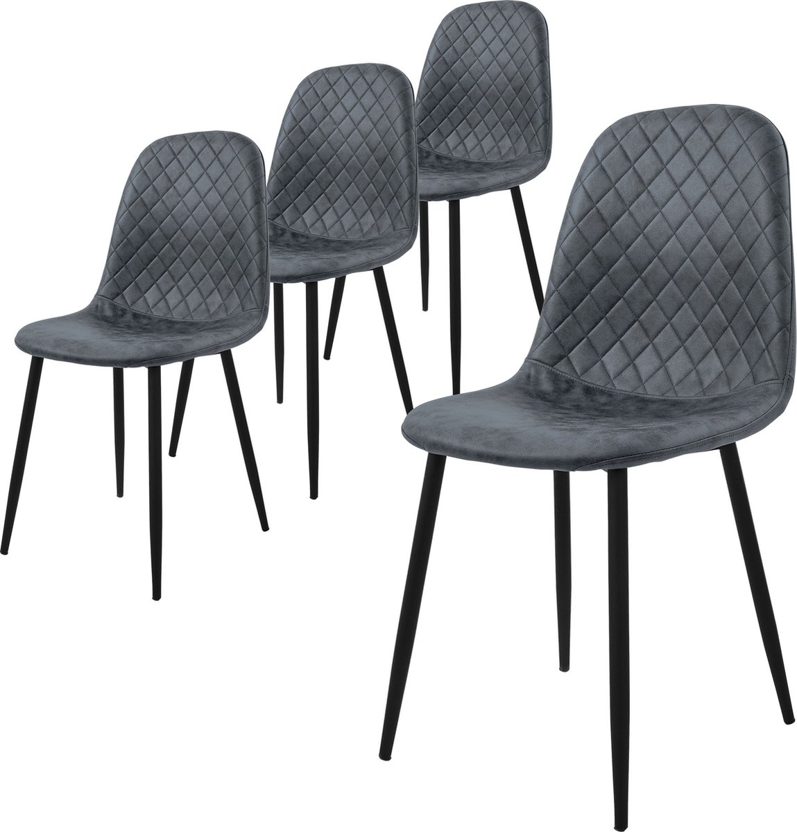ml-design set van 4 eetkamerstoelen in antraciet keukenstoelen met bekleding van kunstleer comfortabele zitstoelen met rugsteun en stalen poten ergonomisch en modern Scandinavisch ontwerp