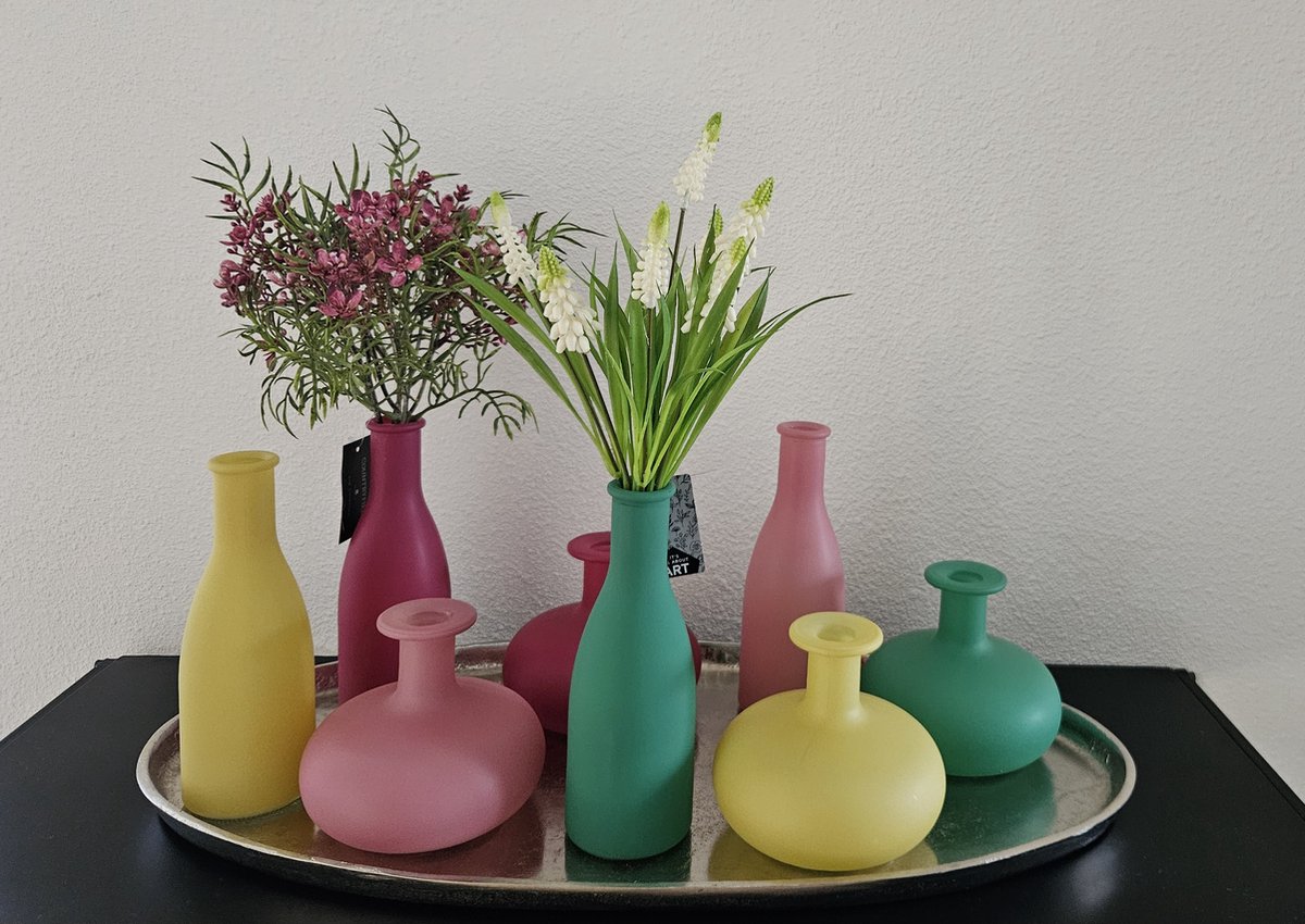 Vaas - klein - set van 4 - Groen - Paars - Roze - Geel