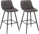 Bol.com Bolt Edge Barkruk - Industrial - Grijs - Set van 1 - Velvet - Rugleuning - Keukenstoel aanbieding