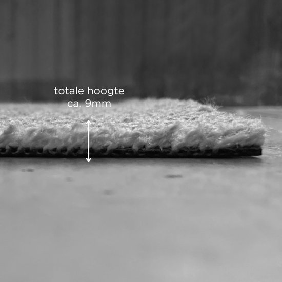 Profiel van de deurmat met de tekst 'totale hoogte ca. 9mm'.