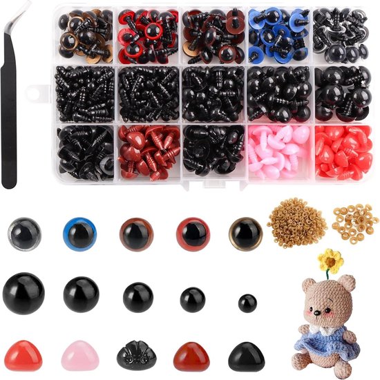 MUCUNNIA 120 stuks 18 mm veiligheidsogen voor amigurumi glitter plastic veiligheidsogen om te haken met ringen ambachtelijke gehaakte ogen poppenogen voor gehaakte dieren, pluche knuffeldieren