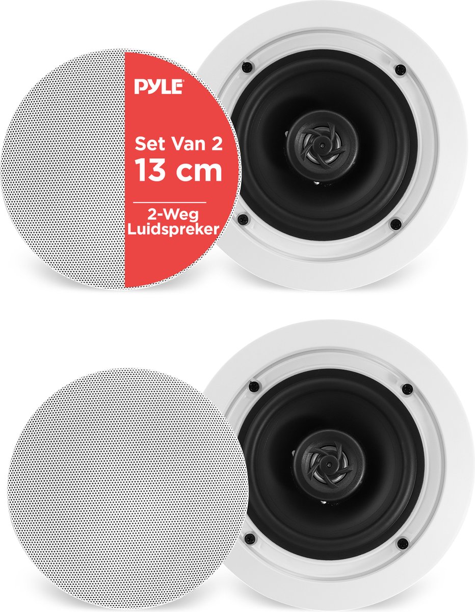 Pyle Luidsprekers - Plafondluidsprekers- Wandluidsprekers- Plafondspeakers- Inbouwluidsprekers voor Thuis - 2-Weg Speakers voor Plafond- 150 Watt - Wit