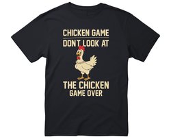 Chicken Game T-shirt - Heren Dames Uniseks - Don’t Look At The Chicken - Game Over - Cadeau - Grappige T-shirt’s - Origineel Cadeau - Zwart - Funny - Grappig - Maat XXL