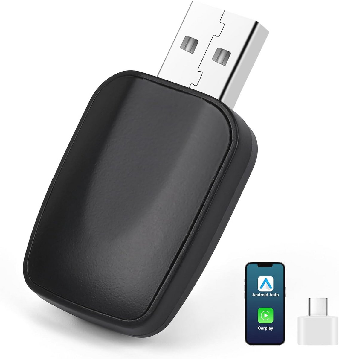 Draadloze CarPlay en Android Auto Adapter - 2-in-1 Plug and Play Oplossing voor Auto's