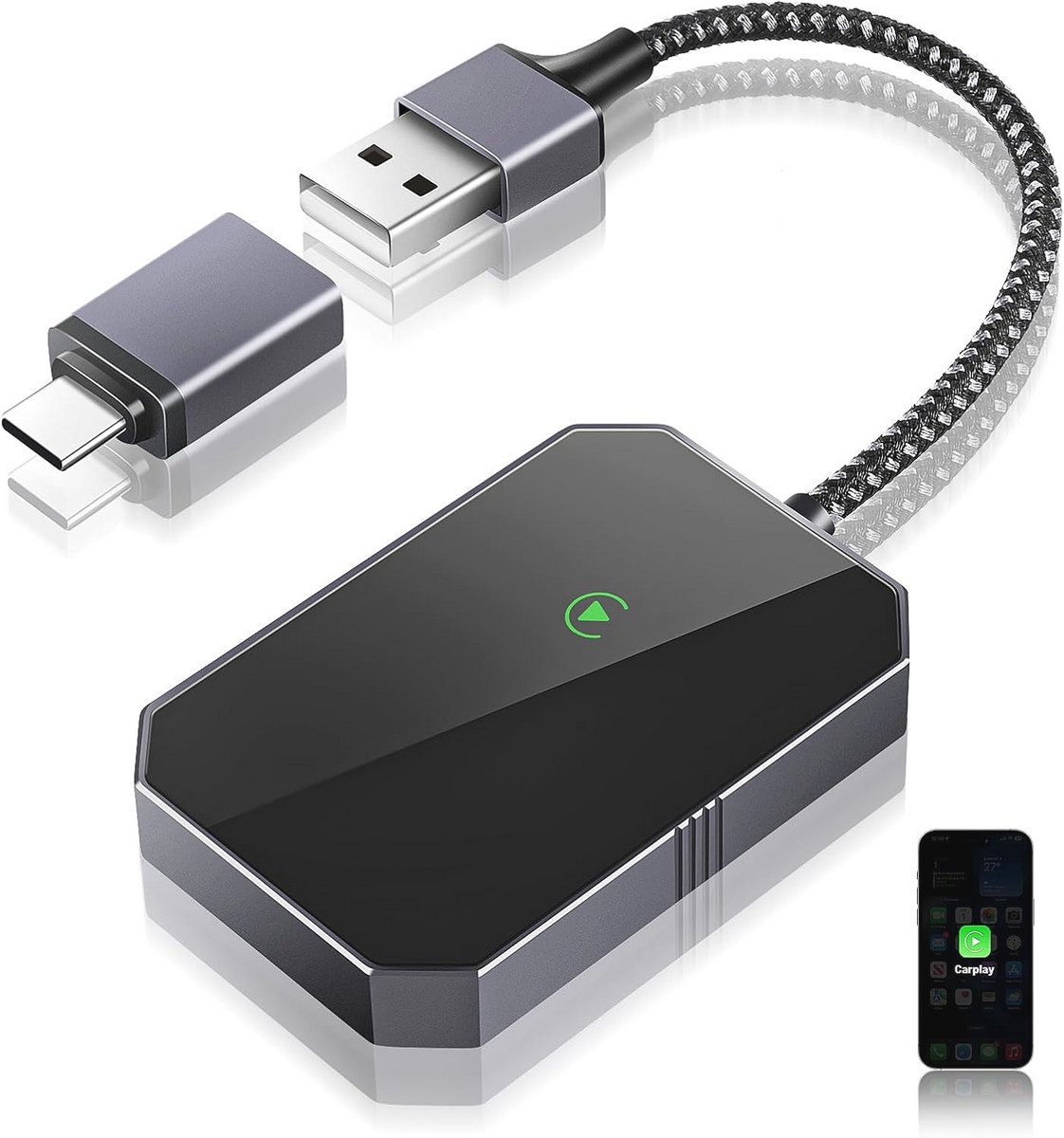 Draadloze CarPlay & Android Auto Adapter - Naadloze Verbinding voor 90% van de Auto's