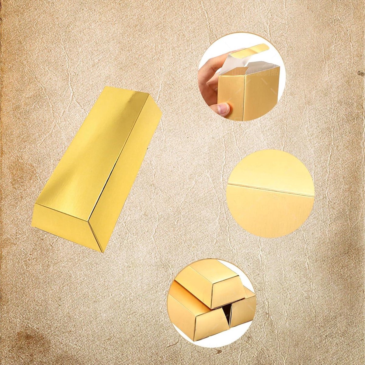 ZephyrHome 20 Boîtes à Bonbons En Forme De Lingot D'Or - Cadeau Pirate Pour Enfants Et Décoration De Fête D'Anniversaire Avec Des Faux Lingots D'Or Et