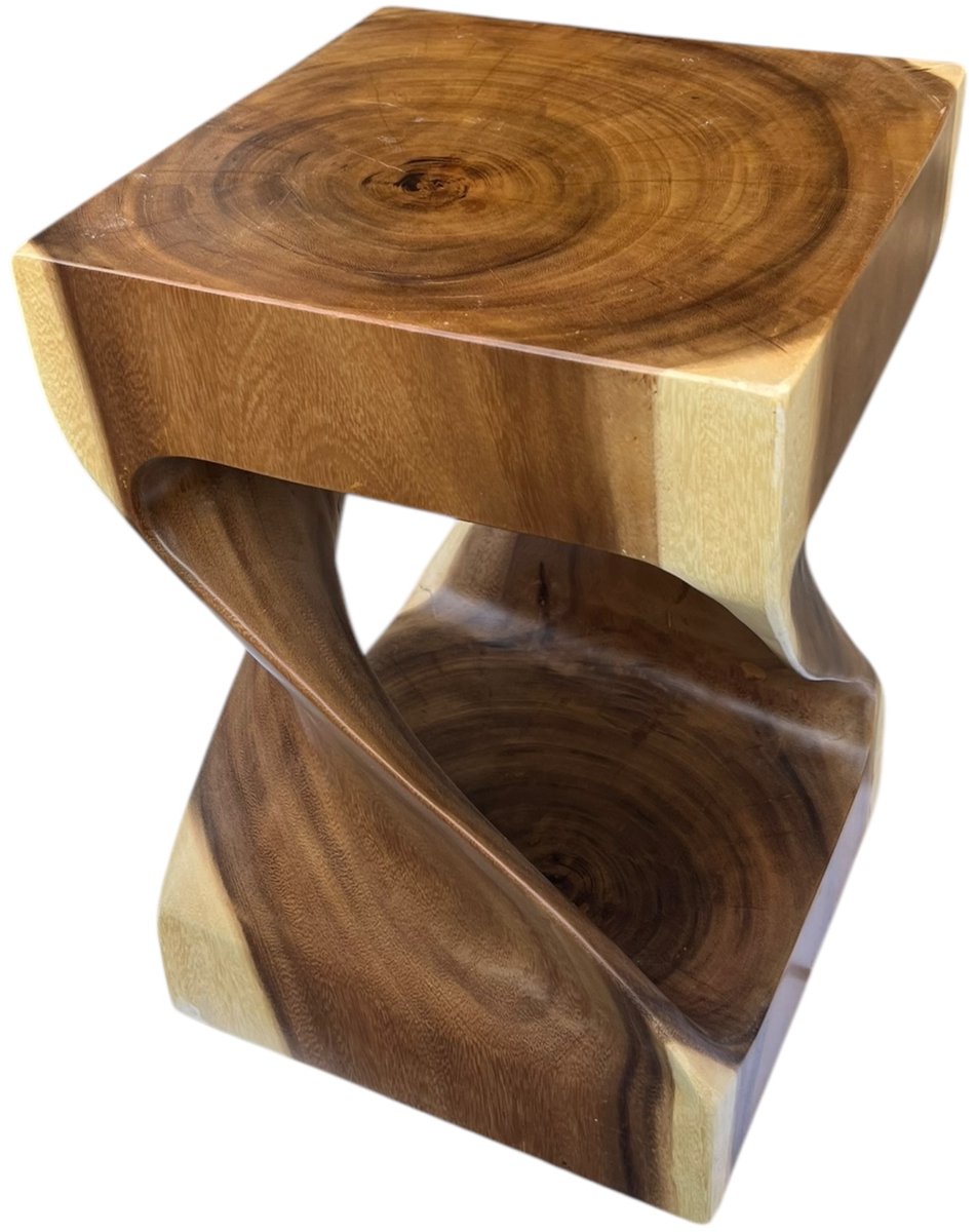 Houten Kruk Matrino Vierkant - Authentiek Suar Hardhout - Handgemaakt en Uniek Design Duurzaam en Stijlvol - L30 x B30 x H45 – Tall Men Standing