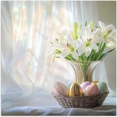 Poster 50x50 cm - Vaas - Eieren - Bloemen - Posters - Kamer decoratie - Wanddecoratie woonkamer - Muurdecoratie slaapkamer