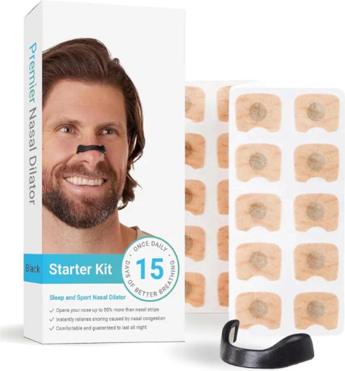 SNQ Neusstrips - Magnetische Neusspreider - Anti-Snurk Neusspreider - 15 Paar - Zwart