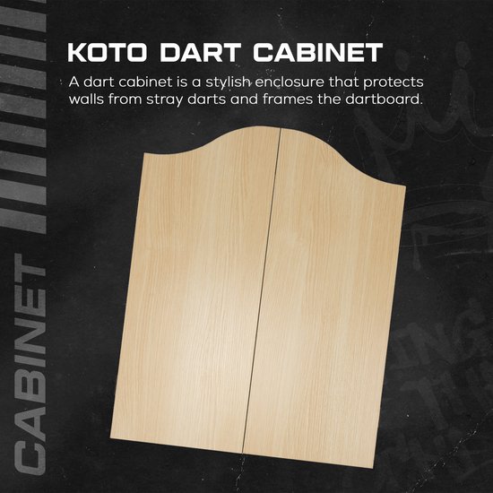 KOTO Dartkabinet Lightwood Oak Incl. Dartbord, 6 Steeltips Dartpijlen,KOTO Afwerplijn & Handleiding, Houten Darts Kast, Dartkast met dartpijlen, Kabinetdart van KOTO — afbeelding 4
