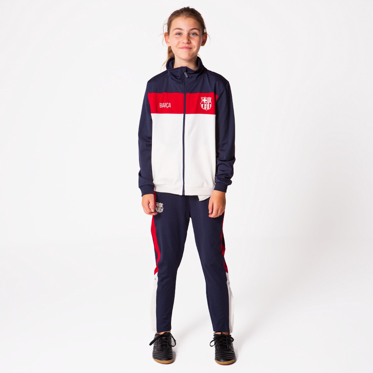 FC Barcelona trainingspak voor kinderen - maat 116 - blauw/beige - trainingspak voor jongens en meisjes