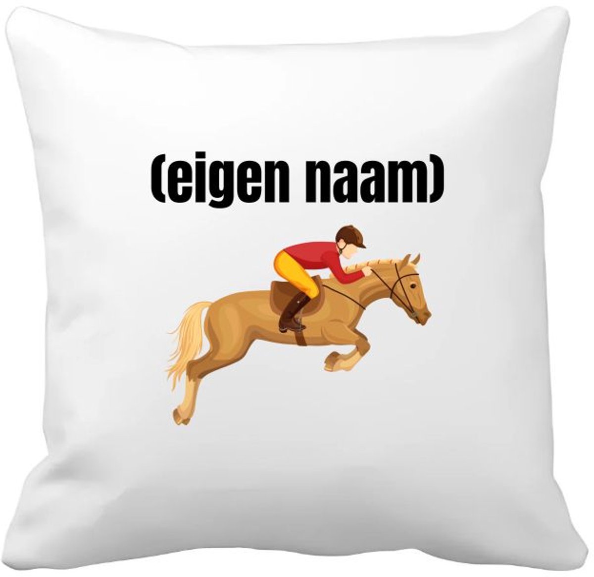 Akyol paardrijden jockey met eigen naam Kussen hoes - Paarden - paarden/jockey liefhebbers - iemand die houdt van paarden of jockey - verjaardag - cadeau - kado - 40 bij 40 cm Multicolor