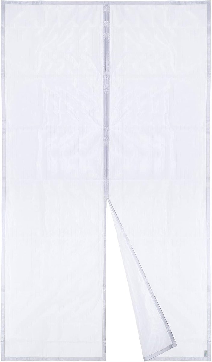 Azalia Magnetisch vliegengaas voor deur, netgordijn, magnetische afdichting van boven naar beneden met automatische sluiting, houdt de lucht binnen fris (140 x 220 cm, wit)
