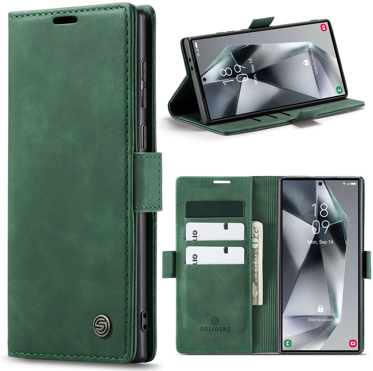 Solidenz Hoesje - Geschikt voor Samsung Galaxy S25 Ultra - Urban Book - Groen