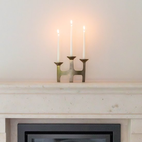 Atmooz - Bougeoir Amour S/3 - Messing Antique - Pour 3 bougies - 27x11x20 cm - Décoration de Table Elégante