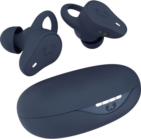 Sport oordopjes draadloos Twins Move IPX4 waterbestendig met oorhaakjes 30 uur batterij Steel Blue