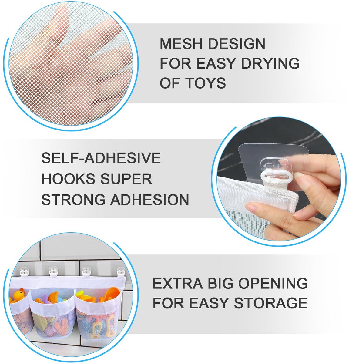 Mesh Bad Speelgoed Opbergtas - Sneldrogend Organizer Met 4 Compartimenten, Leuke Tijger Design en 2 Zelfklevende Haken
