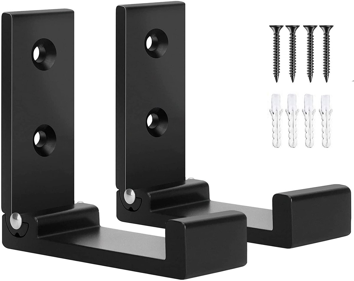My Ninki ® Ruimtebesparende Opvouwbare Muurhaken voor Jassen, Tassen en Hoofdtelefoons - Set van 2 in Zwart