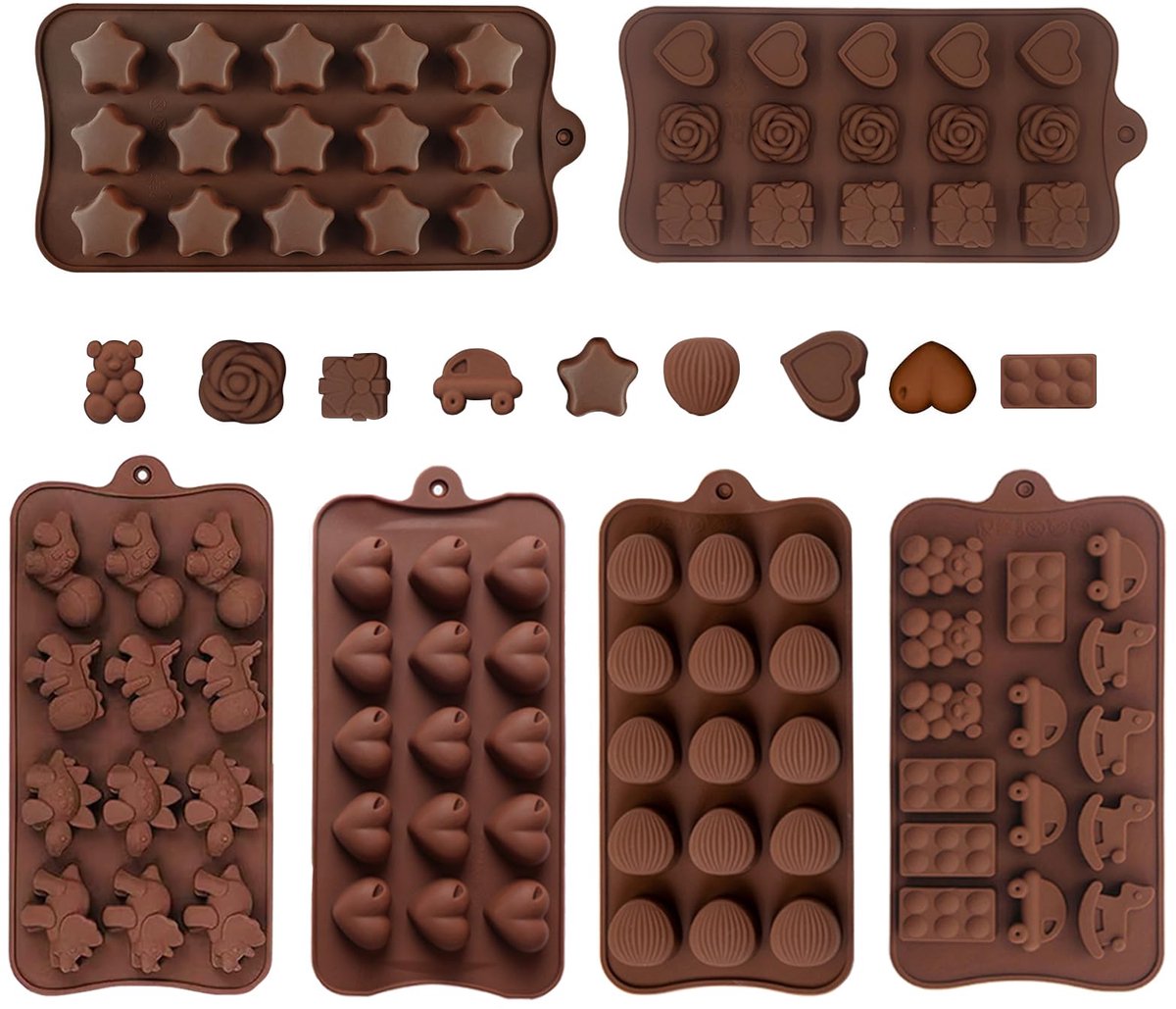 My Ninki ® Siliconen Bakvormen Set voor Chocolade, Snoep en Meer - 6 Stuks, Anti-aanbak, Multifunctioneel