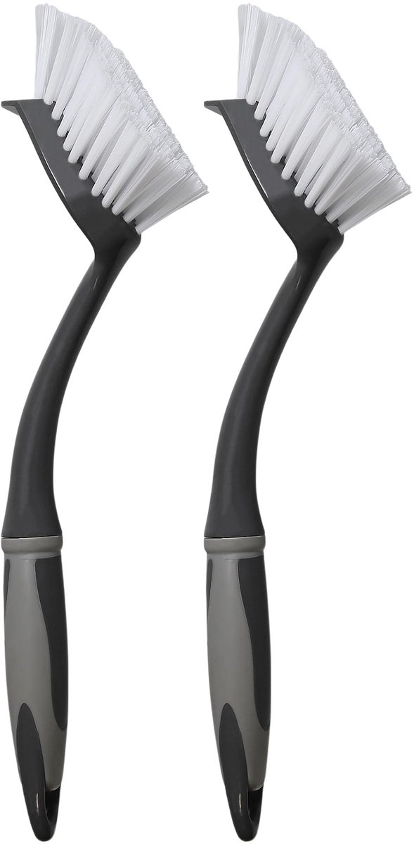 My Ninki ® Ergonomische Grijze Keukenreinigingsborstel Set voor Efficiënt Schoonmaken, 29 x 5,5 cm, 2 Stuks