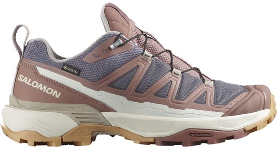 Salomon X Ultra 360 Edge GTX wandelschoen in mauve en grijs met Gore-Tex technologie en Contagrip zool.