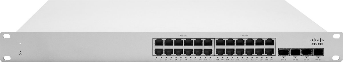 Cisco Meraki MS250-24P - netwerkswitch - Managed L3 Gigabit Ethernet (10/100/1000) - 1U