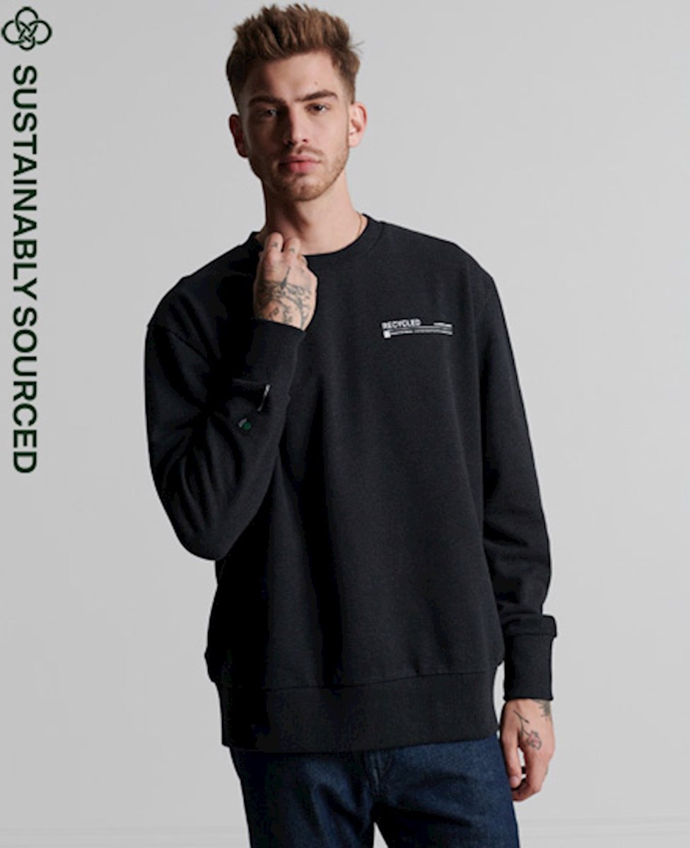 Superdry Heren Trui Recycled Micro Top-sweatshirt met ronde hals 7hj – Phantom Marl