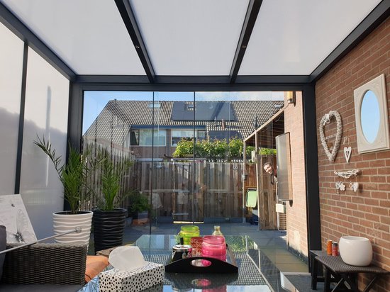 Verako - Luxe moderne overkapping - 600x250 cm - Te gebruiken als veranda, pergola, afdak & carport - Weerbestendig - Aluminium - Verako