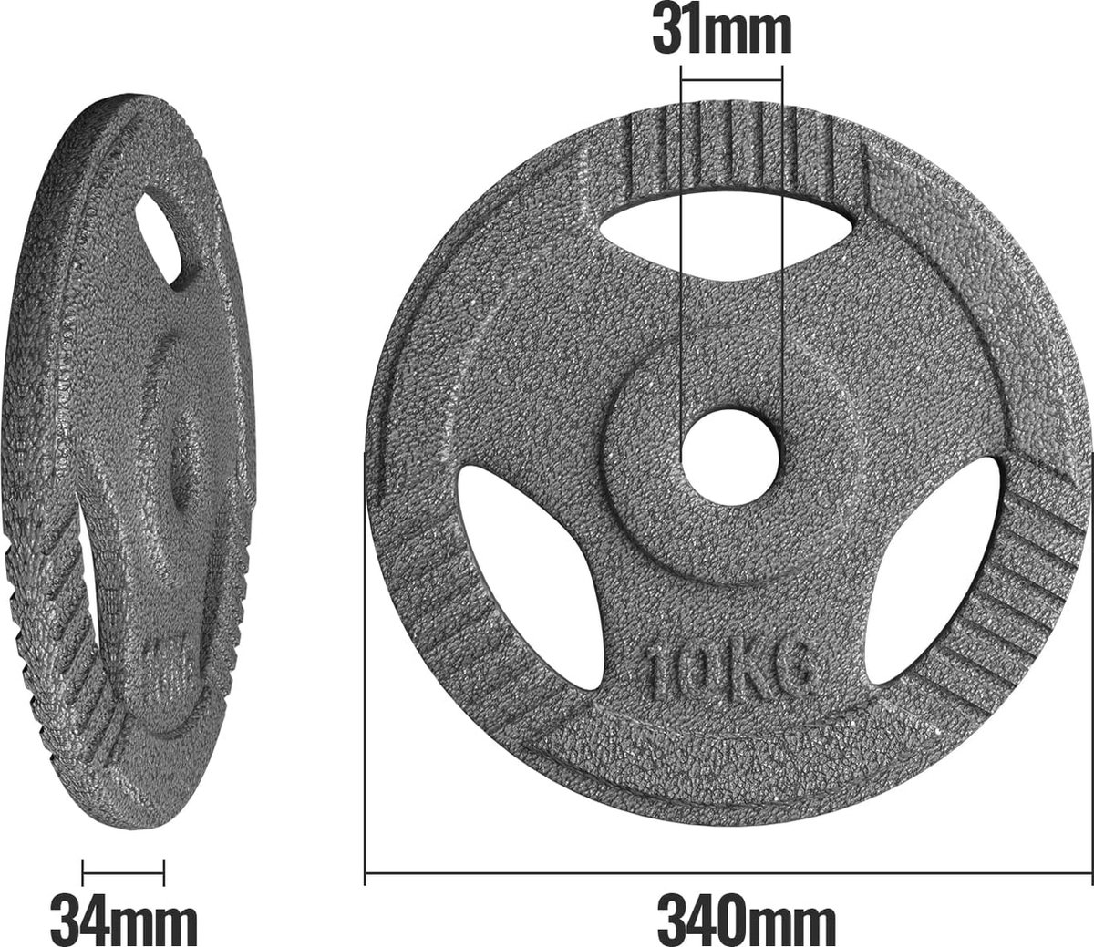 vidaXL Plaques de Poids Olympiques 2 pcs 10 kg Fonte
