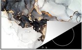 KitchenYeah® Inductie beschermer 81.2x52 cm - Marmer print - Zwart - Wit - Goud - Luxe - Abstract - Kookplaataccessoires - Afdekplaat voor kookplaat - Inductiebeschermer - Inductiemat - Inductieplaat mat