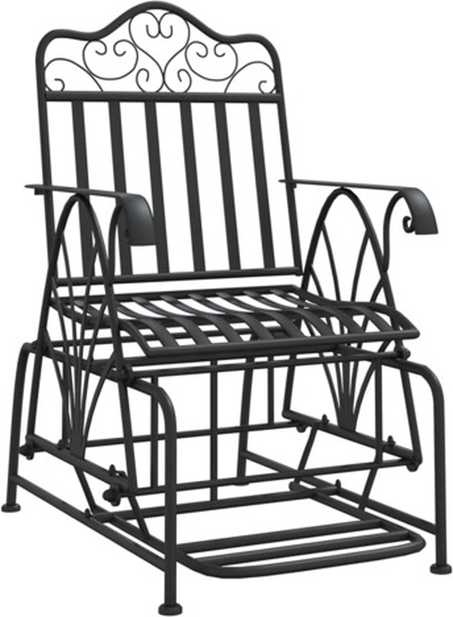vidaXL Schommelstoel - 61 - cm - staal - zwart